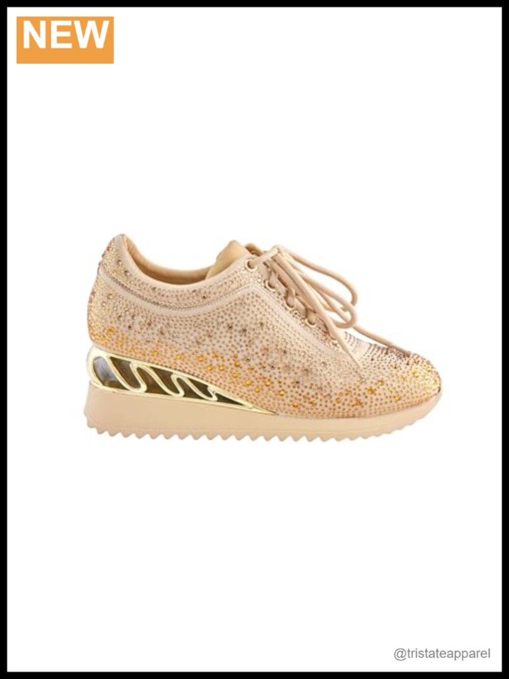 Rhinestone Encrusted Sneaker 2 Inch Platform Wedge Slip-On Casual Pull-On